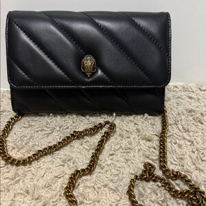 Kurt Geiger Black Quilted Crossbody with Gold Chain